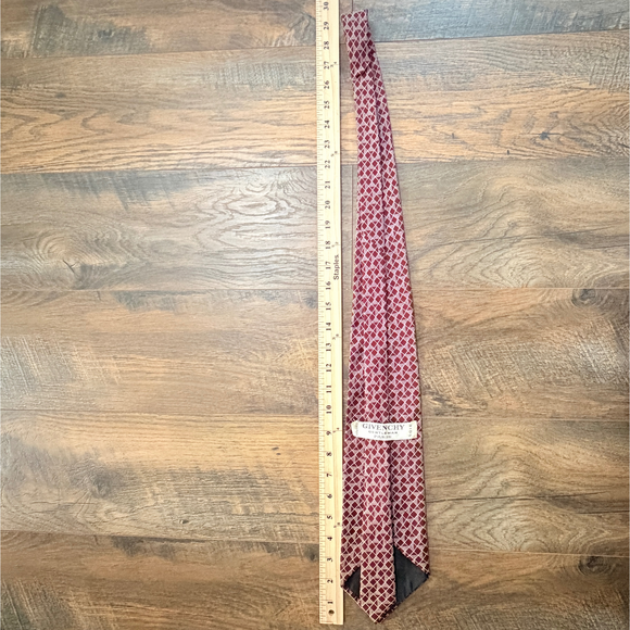 Givenchy Vintage 100% silk neck ties Old Money Classic style ties red cream - Picture 6 of 8